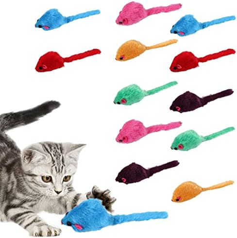 עכברים של צעצועי חתול 5 PCS - צעצוע חתול עכבר קטיפה עם צליל מקשקש | 12 יח 'צעצוע חתול אינטראקטיבי, עכברים